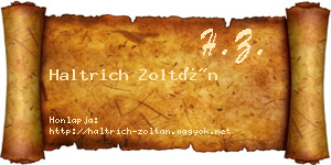 Haltrich Zoltán névjegykártya